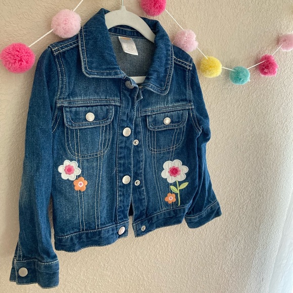 Toddler Girl Embroidered Denim Jacket - Picture 1 of 4